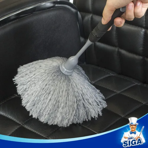 Miniatura 7 de MR.SIGA Plumero de microfibra delicado, mango cómodo antideslizante, cabezal de plumero lavable desmontable, gris y negro