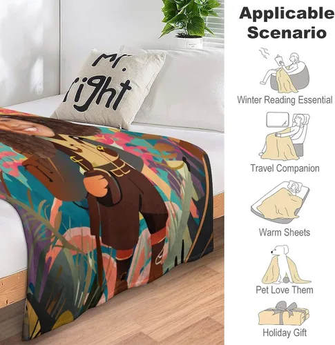 Miniatura 3 de Manta personalizada de felpa para niña afroamericana con foto y nombre, manta negra afro personalizada para niñas, manta para bebés, regalo