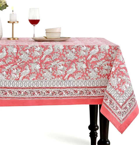 Miniatura 16 de CPC - Mantel cuadrado 100% algodón, 60 x 60 pulgadas, estampado de bloques indios, mantel para bodas, primavera/verano, barbacoa, verde ágata