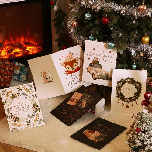 Miniatura 4 de Zhanmai 6 tarjetas de felicitación jumbo de Feliz Navidad de 14 x 20 pulgadas, libro de invitados gigante, tarjeta de regalo de Navidad, tarjeta