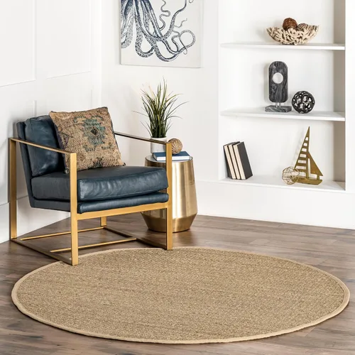 Miniatura 10 de nuLOOM Alfombra de Área Elijah Seagrass de 5 x 8 pies, Beige, Estilo Rústico Sólido, Borde de Algodón, Tejido de Cesta, Fibra Natural, Para Elijah