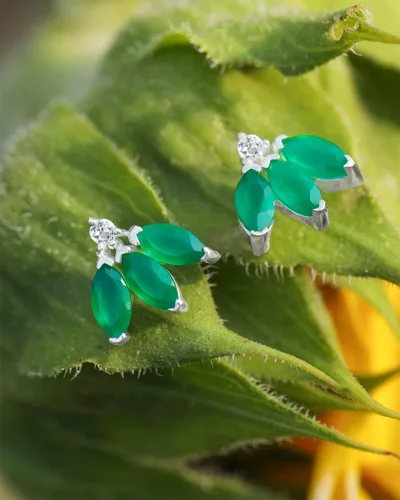 Miniatura 2 de YoTreasure 925 Sterling Silver Moonstone Black Green Onyx White Blue Topaz Stud Earrings