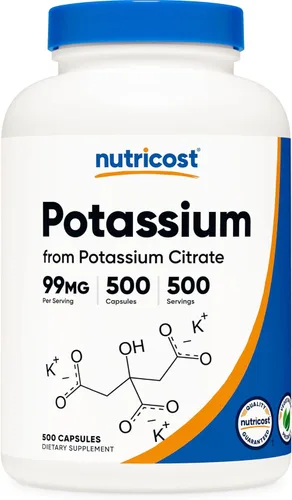 Nutricost Citrato de potasio 99 mg, 500 cápsulas