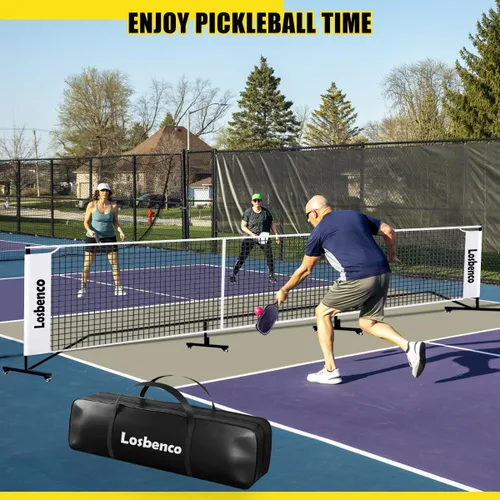 Miniatura 5 de Losbenco Pickleball Net with Wheels Court Lines, Metal Frame & Regulation Size 22FT, 6-in-1 Adjustable Portable Net for Playing Pickleball, Tennis