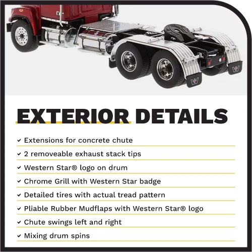 Miniatura 5 de Diecast Masters Western Star 4700 SF Tandem Day Cab Tractor Metálico Rojo 1/50 Modelo Diecast