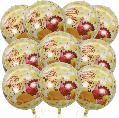 Miniatura 12 de KALOR Globos de papel de aluminio de 22 pulgadas de feliz año nuevo, 10 piezas, globos grandes 4D gigantes redondos de papel de aluminio metálico