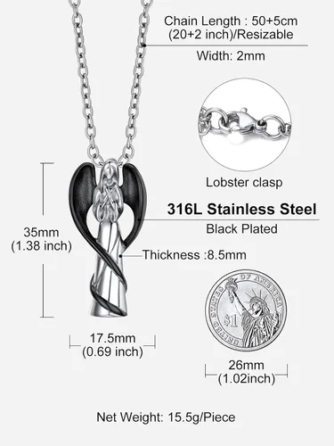 Miniatura 8 de Richsteel Collares de urna para cenizas para mujeres y hombres, collar con colgante de cremación para cenizas, joyería conmemorativa de acero