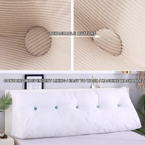 Miniatura 5 de Cojín triangular grande para cabecero de lectura, almohada para reposo en cama, respaldo triangular, respaldo de forro polar, soporte de Gris