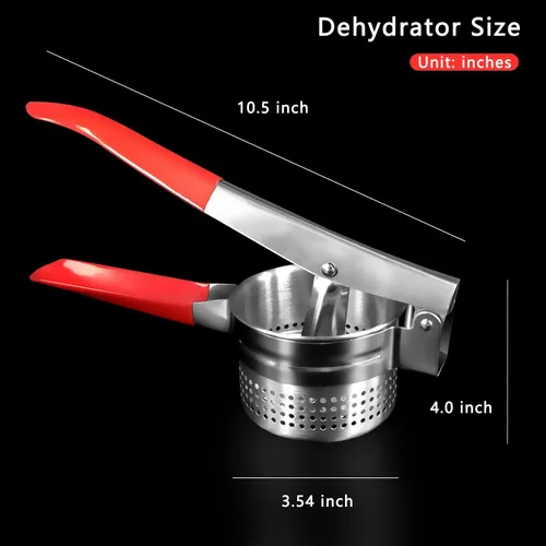Miniatura 2 de Exprimidor de verduras de acero inoxidable de 13.5 onzas, mango de silicona roja antideslizante, exprimidor de agua vegetal de metal para exprimir