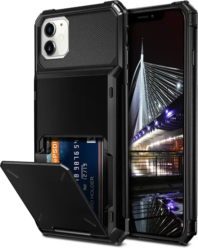 Vofolen Funda compatible con iPhone 12, cartera 5G, 4 ranuras para tarjetas, tarjetero con bolsillo oculto, doble capa, cubierta trasera protectora
