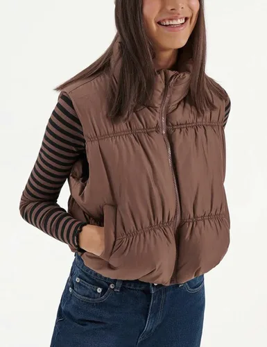 Miniatura 7 de Lentta Chaleco acolchado corto para mujer, con cremallera, cuello alto, ligero, acolchado