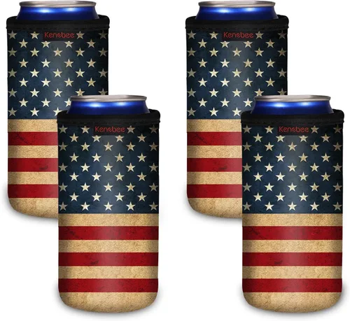 Miniatura 10 de Paquete de 4 Fundas Enfriadoras para Latas Delgadas de 12oz, Suaves Aisladas Reutilizables Antideslizantes de Neopreno Portavasos Cubiertas