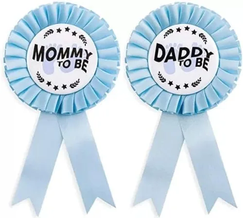 HAPPYLAND - Pin de insignia de hojalata para bienvenida al bebé, niño o niña, botón de baby shower, nuevo regalo para papá, revelación de género,