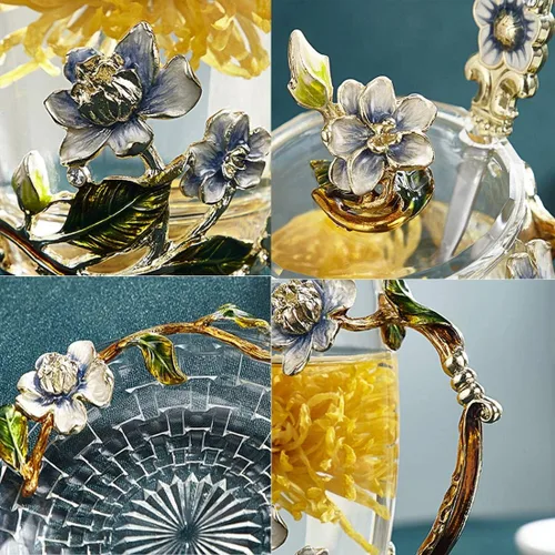 Miniatura 5 de Tazas de té elegantes con flores, tazas de café con tapa, regalo del día de la madre, regalos de cumpleaños para mujeres, regalos del día de San