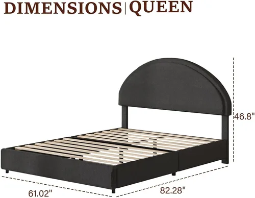Base de cama REVOMINCA tamaño Queen, base de cama tapizada de plataforma con cabecero, cama de plataforma suave con esquinas redondas, no se Dgery