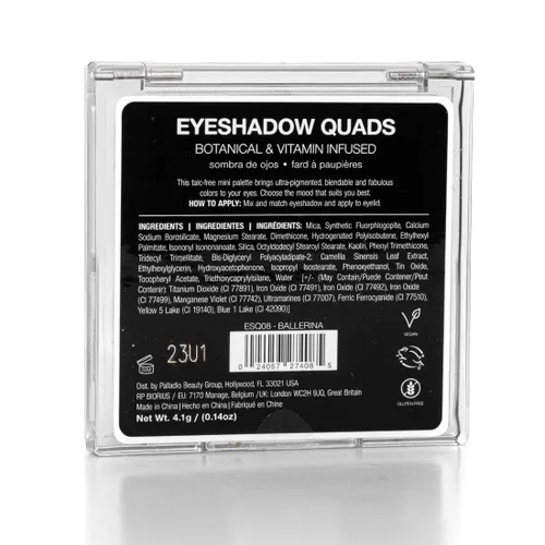 Miniatura 10 de Palladio Sombra de ojos cuádriceps, aterciopelada pigmentada mate mezclable, acabados metálicos y brillantes, fórmula cremosa, paleta de sombra