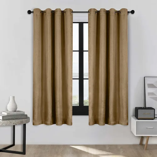 Miniatura 21 de Superior Juego de 2 cortinas opacas con textura de lino, par de paneles con aislamiento térmico con cabecera superior con ojales, cortinas clásicas