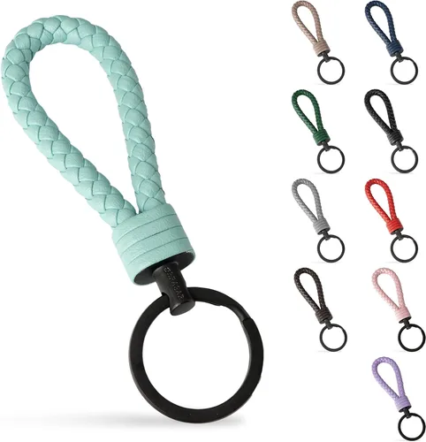 Miniatura 14 de SERASAR Leather Keychain [Strong] - with Additional Stainless Steel Key Ring for Small Keys - with Gift Box Rojo