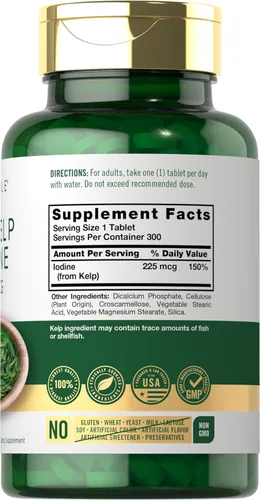Miniatura 2 de Carlyle - Suplemento de yodo de alga marina 225 mcg 300 tabletas Sin GMO, sin gluten Suplemento de hierbas tradicionales