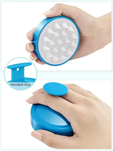 Miniatura 44 de HEETA Masajeador de cuero cabelludo para el crecimiento del cabello, cepillo de champú exfoliante de cuero cabelludo de silicona suave para Rojo