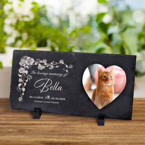 Miniatura 33 de Farfume Piedras conmemorativas personalizadas para mascotas con foto y texto Marcadores personalizados para tumbas para mascotas Lápidas