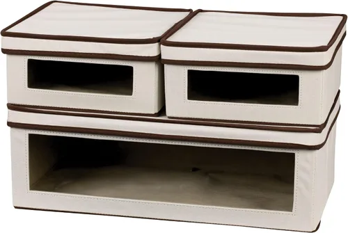 Miniatura 11 de Household Essentials 111 Caja de almacenamiento con tapa y asa, lona beige natural, tamaño mediano, ribete natural