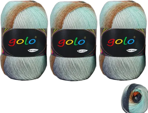 Miniatura 35 de Hilo de lana golo para tejer 200 yardas, hilo Cachemire multicolor arcoíris
