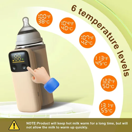 Miniatura 2 de Calentador de botellas portátil para viajes, calentamiento rápido, calentador de botellas de viaje con pantalla de temperatura alimentado por