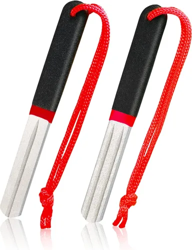 Miniatura 8 de Skylety 2 piezas de archivos de gancho afilador de gancho para pesca de diamante con mango portátil de doble cara grano fino y medio para pesca