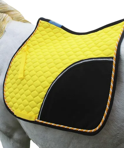 Miniatura 6 de CHALLENGER Caballo Inglés Saddle Pad All Purpose Algodón Acolchado Trail Sillín Amarillo 72133
