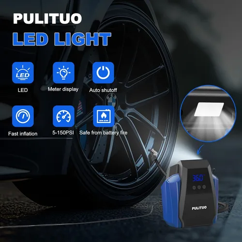 Miniatura 3 de PULITUO Compresor de aire portátil para inflador de neumáticos, accesorios de automóvil, bomba de aire de 12 V CC para neumáticos de automóvil