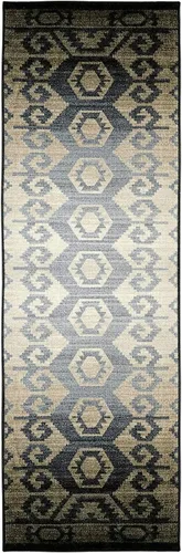 Miniatura 4 de SUPERIOR Catori - Alfombra rústica lavable para interiores, 2 pies 7 pulgadas x 8 pulgadas, azul/gris