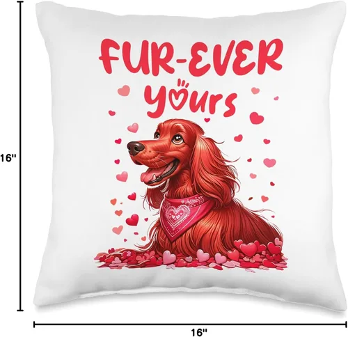 Miniatura 4 de Lindo perro irlandés Setter día de San Valentín piel diciendo mujeres niñas almohada tiro
