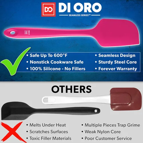 Miniatura 2 de DI ORO Juego de espátulas de silicona – Espátulas de cocina de goma para hornear, cocinar y mezclar – Resistente al calor a 600 °F y libre de BPA