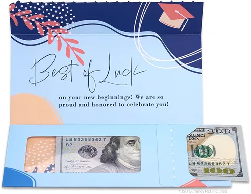 Miniatura 5 de Tarjeta de graduación, soporte para dinero con apertura tipo tiras que se desgarran, con ventana transparente de plástico, para efectivo, cheques