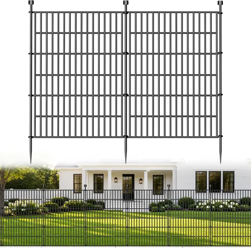 5 Paneles de Valla Decorativa para Jardín Exterior Sin Excavación para Patio, 40 pulgadas (Alto) X 11.8 pies (Largo) Valla Barrera para Animales