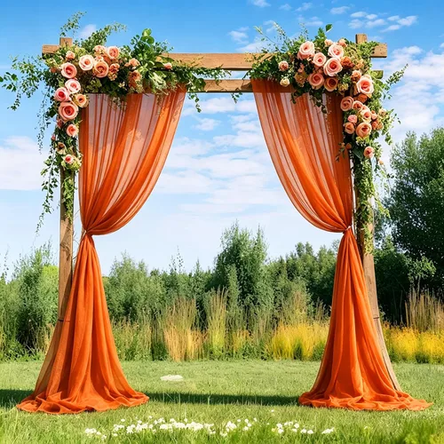 Miniatura 26 de DUOBAO Cortina de telón de fondo de gasa azul bebé, 2 paneles de 29 x 108 pulgadas, cortinas de tela de poliéster, cortinas de fotografía de boda