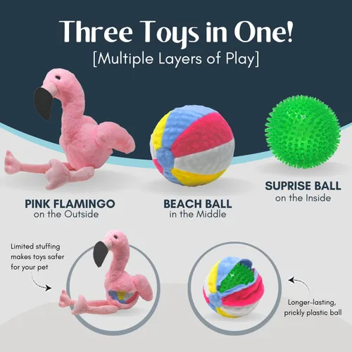 Miniatura 4 de Flourish Pets Juguete Masticable Multicapa 3 en 1 para Perros Activos Juguetes para Perros con Exterior de Tela Suave de Doble Costura No Tóxico