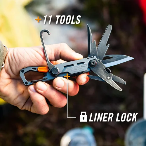 Miniatura 9 de Gerber Gear Stake Out Multiherramienta 11 en 1 - Hoja de borde liso de 2.2 pulgadas, extractor de estacas para tienda, transporte de mosquetón