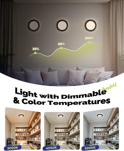 Miniatura 5 de Luz de techo recargable de 10,000mAh con control remoto, luces de ducha inalámbricas impermeables 3000K/4000K/6000K, luz alimentada por batería
