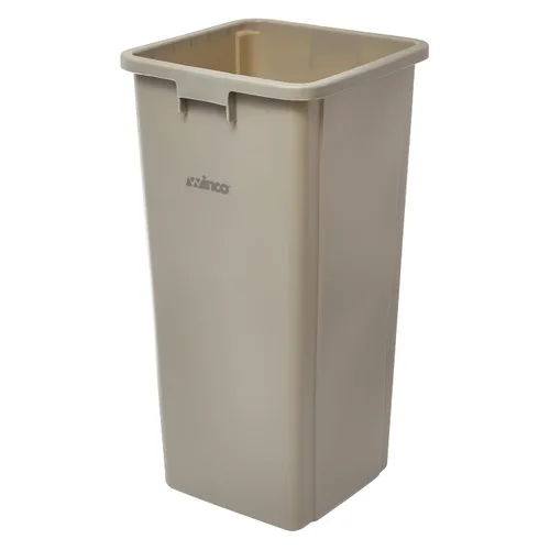 Winco Papelera de plástico comercial cuadrada, 23 galones, color beige