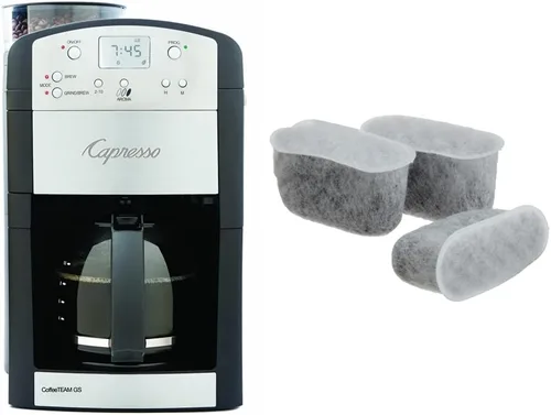 Capresso 464.05 CoffeeTeam GS - Cafetera digital de 10 tazas, color negro, 15.5 x 9.5 x 9.75 pulgadas y 4640.93, paquete de 3 filtros de agua de