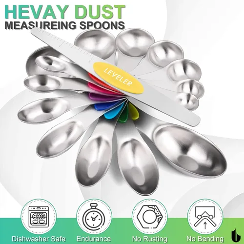 Miniatura 5 de Urbanstrive Juego de Cucharas Medidoras Magnéticas de Acero Inoxidable, de Doble Cara para Alimentos Líquidos y Secos, Juego de Tazas y Cucharas