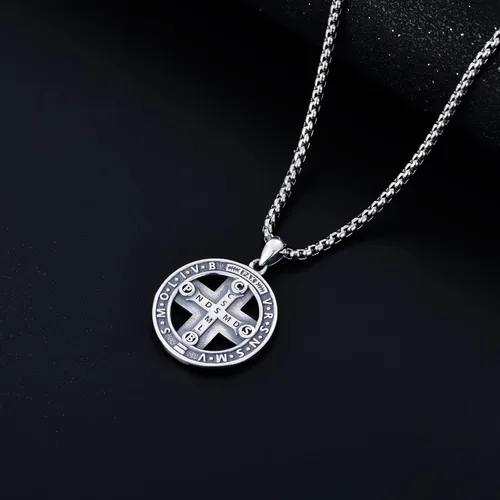 Miniatura 46 de CEKAMA - Collar de plata de ley 925 con dije de amuleto para hombres y mujeres, con cadena de 0.098 in, 22 pulgadas + 2 pulgadas