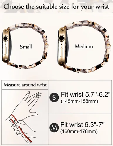Miniatura 2 de JR.DM Pulsera elástica de resina con cuentas de tortuga para mujer, compatible con Apple Watch Band de 1.654 in (S3/2/1) 1.732 in 1.772 in 1.811 in