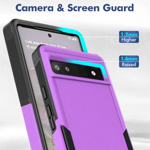 Miniatura 3 de Funda para Google Pixel 6A 5G, funda para teléfono de pasajeros [grado militar] 2 en 1 a prueba de golpes, resistente funda para Pixel 6A 5G