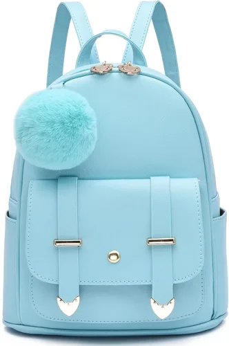 Miniatura 10 de I IHAYNER Mochila de moda para niñas, mini mochila para mujeres, adolescentes y niñas, monederos de piel sintética con pompón, bolsa de hombro