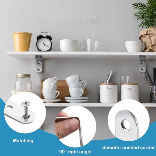 Miniatura 4 de Pelopy 100 soportes en forma de L de acero inoxidable de 90 grados, soporte de ángulo recto resistente para muebles de madera, silla, cajón
