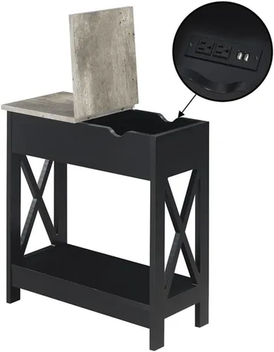 Miniatura 8 de Convenience Concepts Oxford - Mesa auxiliar abatible con estación de carga de 23.75 pulgadas, moderna mesa de sala de estar con puertos USB y tomas