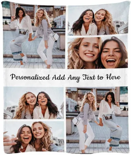Miniatura 23 de Manta de franela suave personalizada para BFF con 6 fotos, tamaño de manta de 30 x 40 pulgadas